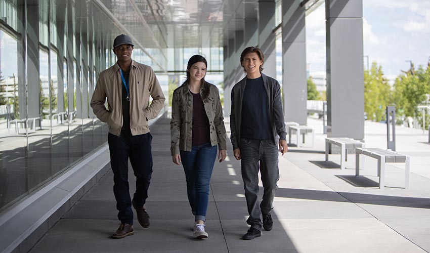 Heartland's Adam (Kataem O'Connor), Georgie (Alisha Newton) and Wyatt (Dempsey Bryk) check out the Mount Royal campus in Episode 6 of the upcoming season of the popular CBC series.