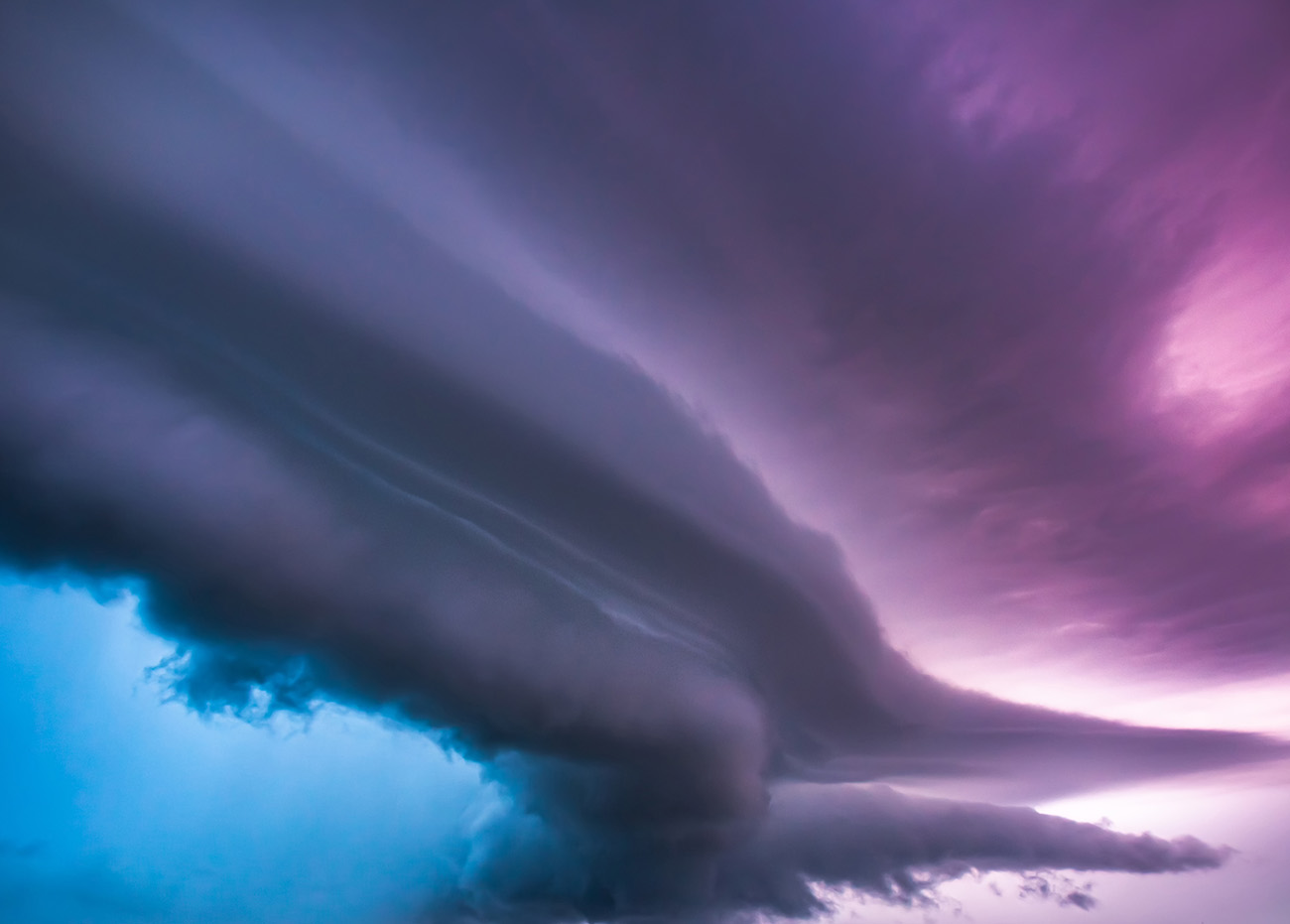 A dark, stormy sky full of clouds.