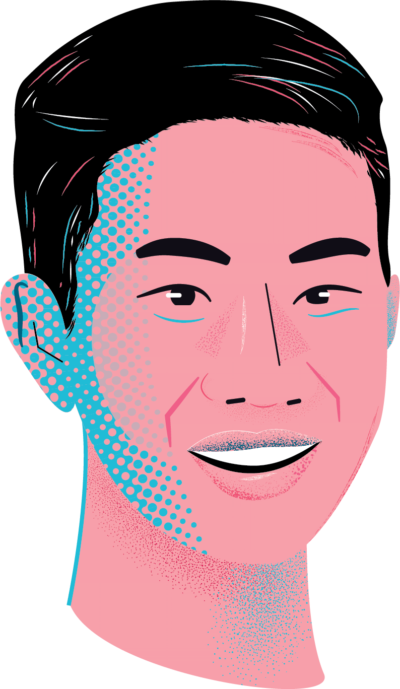 Stylized illustration of Andrew Nguyen