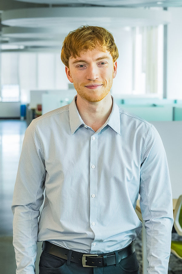 Caden Albright in the Riddell Library and Learning Centre