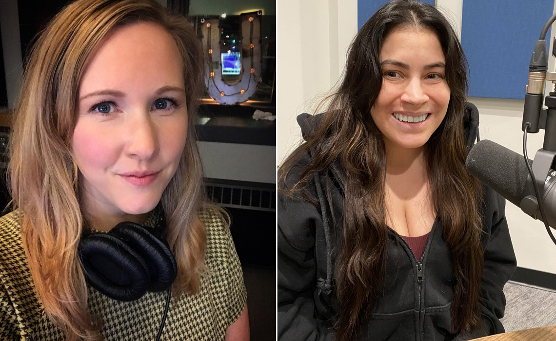 Meg Wilcox, associate professor of journalism, left, and MRU alumna Ashley King.