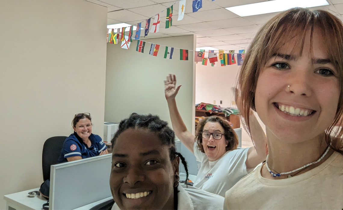 Emily Metituk with Emma Longbottom from the Commonwealth Games Foundation, Carlene Walton, the arrival and departure lead, and Annie Hairsine, games lead at the Commonwealth Games Foundation.