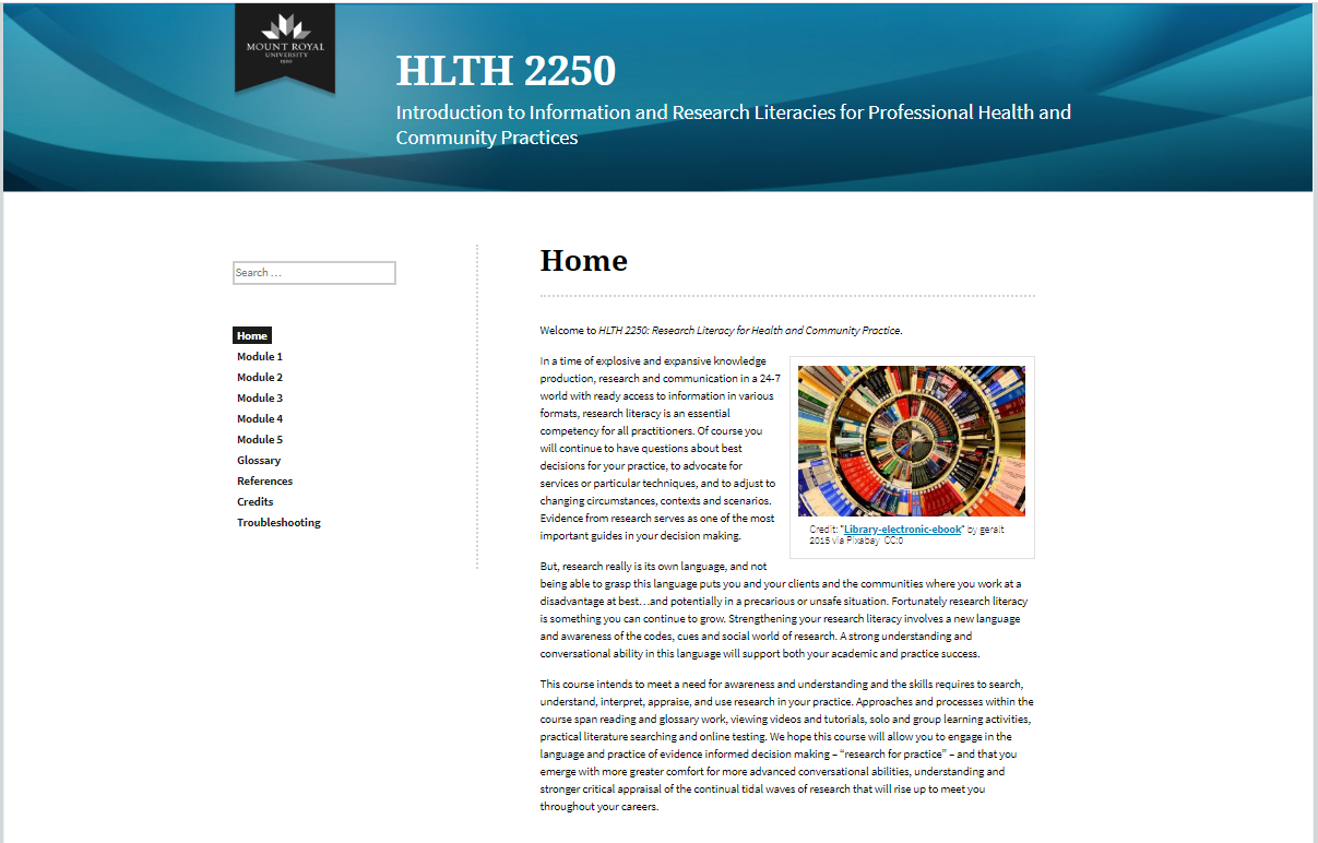 HLTH 2250 course homepage