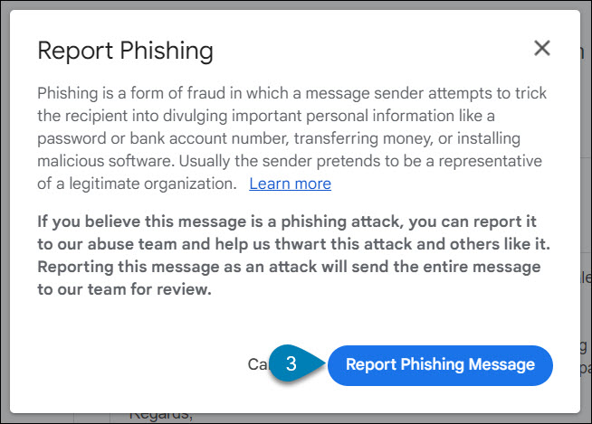 Click Report Phishing Message