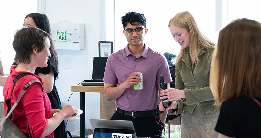 A HealthTech Challenge team presenting their innovations.