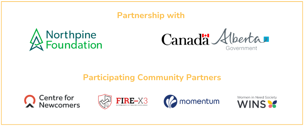 StartWork is the innovative and unique initiative sponsored by The NorthPine Foundation and The Government of Alberta. We partner with 4 community partners for StartWork 2024: Centre for Newcomers, Fire X3 Calgary, Momentum, and Women in Need Society (WINS) 